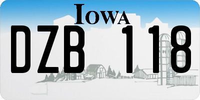 IA license plate DZB118