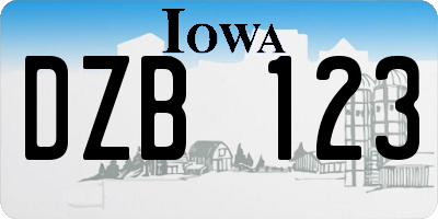 IA license plate DZB123