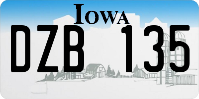 IA license plate DZB135