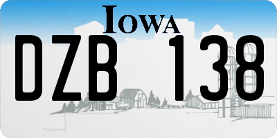 IA license plate DZB138