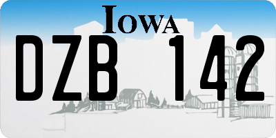 IA license plate DZB142