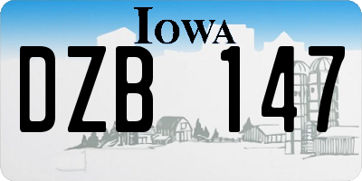 IA license plate DZB147