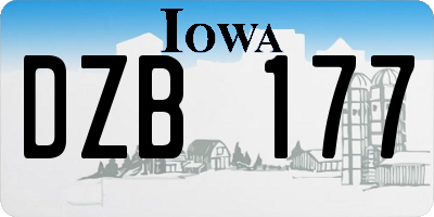 IA license plate DZB177