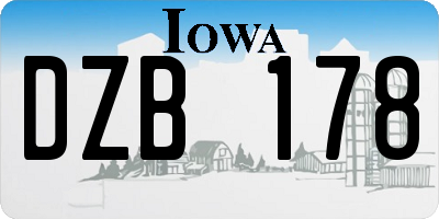 IA license plate DZB178