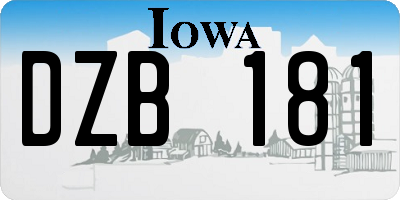 IA license plate DZB181