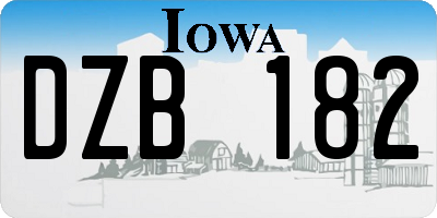 IA license plate DZB182