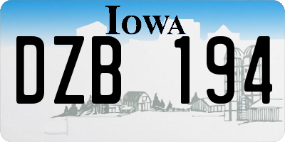 IA license plate DZB194