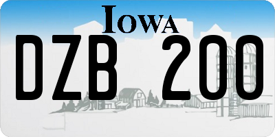 IA license plate DZB200