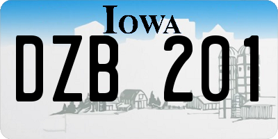 IA license plate DZB201