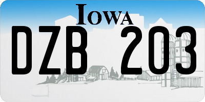 IA license plate DZB203