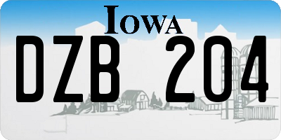 IA license plate DZB204