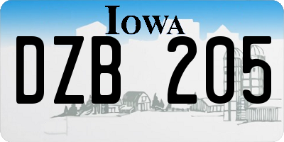 IA license plate DZB205