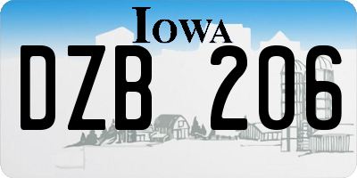 IA license plate DZB206