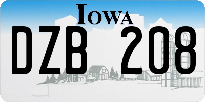 IA license plate DZB208