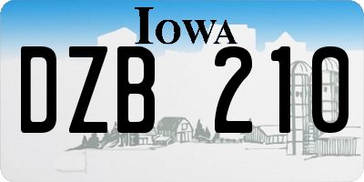 IA license plate DZB210