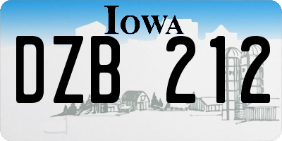 IA license plate DZB212