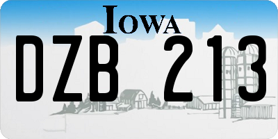 IA license plate DZB213