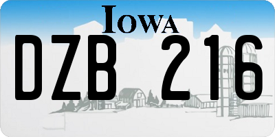 IA license plate DZB216