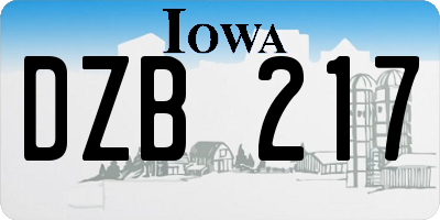 IA license plate DZB217