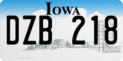 IA license plate DZB218