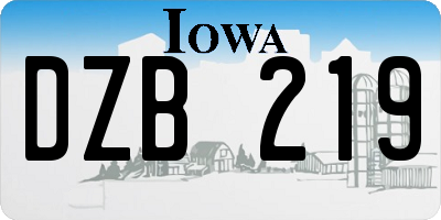 IA license plate DZB219