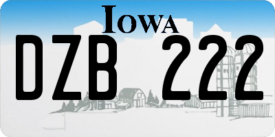 IA license plate DZB222