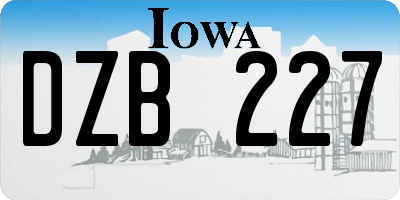 IA license plate DZB227