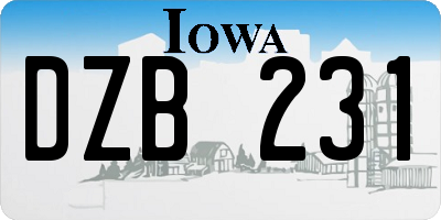 IA license plate DZB231