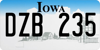 IA license plate DZB235