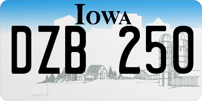 IA license plate DZB250