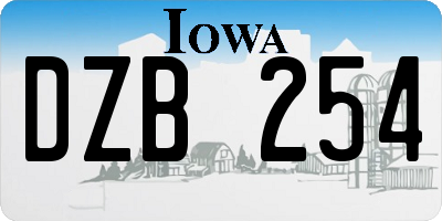 IA license plate DZB254