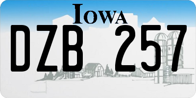 IA license plate DZB257