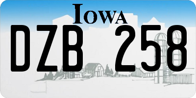 IA license plate DZB258