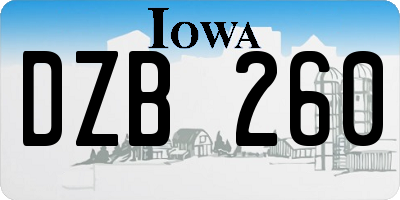 IA license plate DZB260