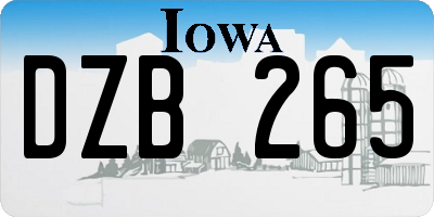 IA license plate DZB265