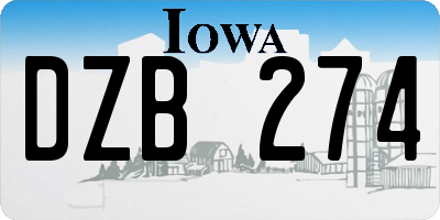 IA license plate DZB274