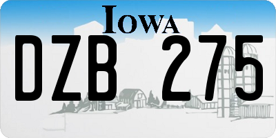 IA license plate DZB275