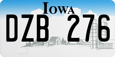 IA license plate DZB276