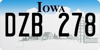 IA license plate DZB278