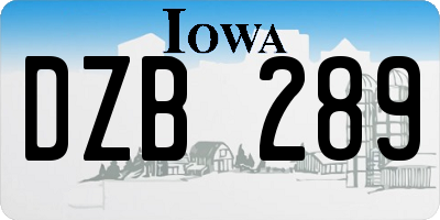 IA license plate DZB289