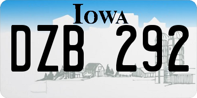 IA license plate DZB292