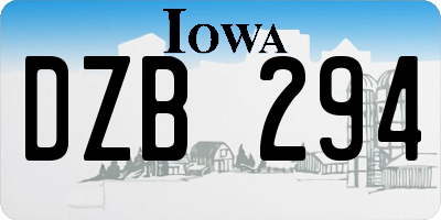 IA license plate DZB294