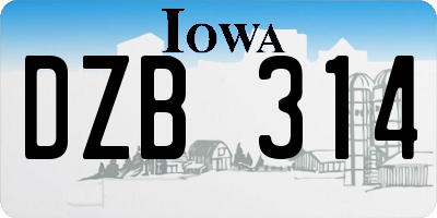 IA license plate DZB314