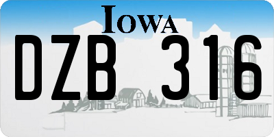 IA license plate DZB316