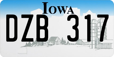 IA license plate DZB317