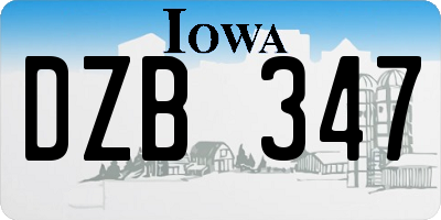 IA license plate DZB347