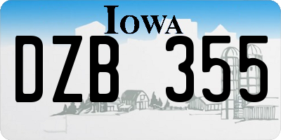 IA license plate DZB355