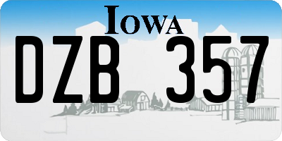 IA license plate DZB357