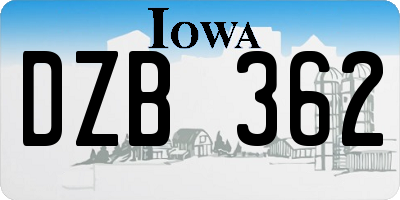 IA license plate DZB362