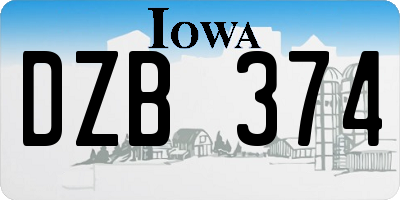 IA license plate DZB374